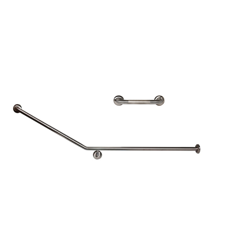 Dolphy 30 Flush Mount Rear Side Wall Grab Rail RH 950x700mm – Stainless Steel Bathroom Support Handle – Silver