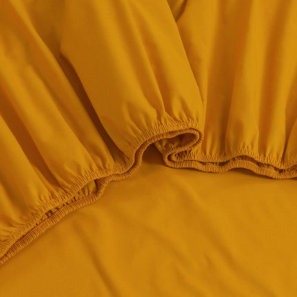 Elan Linen 100% Egyptian Cotton Vintage Washed 500TC Mustard Double Bed Sheets Set