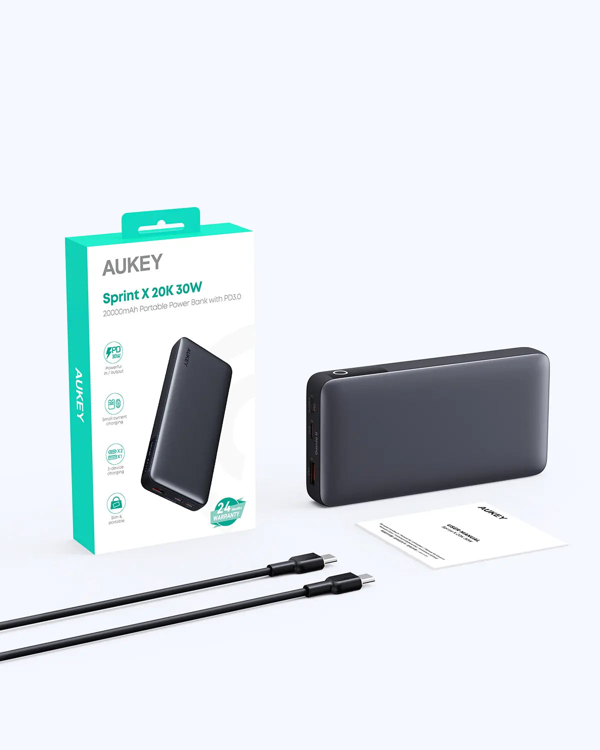 Aukey Sprint X 20K 30W 20000mAh Portable Power Bank with PD3.0 (PB-Y42)