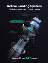 Aukey MagFusion Dash Pro Qi2 Magnetic Fast Wireless Charging Phone Mount with Active Cooling (HD-MC13A)