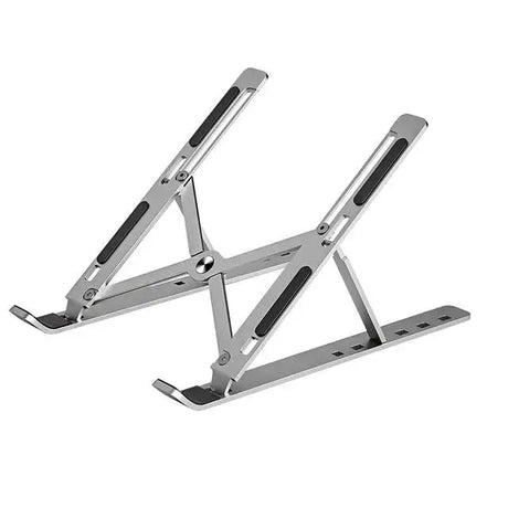 Portable laptop stand, foldable, lightweight.