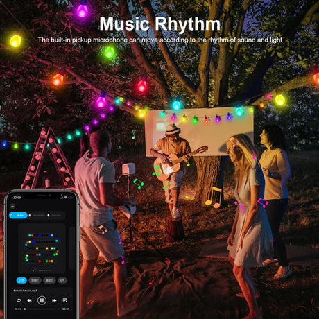 Bluetooth Colorful G40 Led Bulb String Lights - Shoppers Spot Occasions > Christmas > Outdoor Decorations & Lights - Alternate view 5