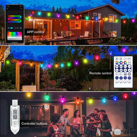 Bluetooth Colorful G40 Led Bulb String Lights - Shoppers Spot Occasions > Christmas > Outdoor Decorations & Lights - Alternate view 7