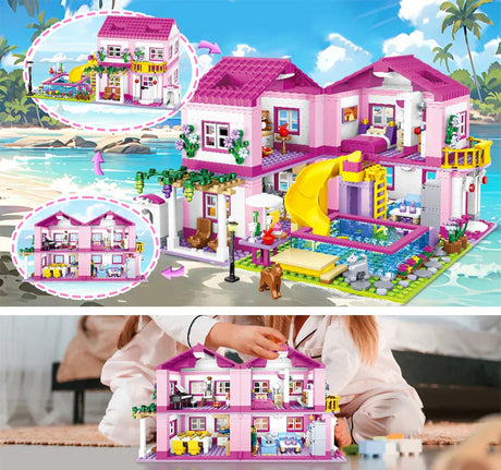 City Villa Castle Building Blocks Set With Pool.