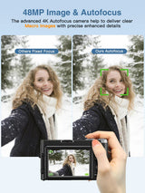 4K Digital Camera with Autofocus Anti-Shake Black