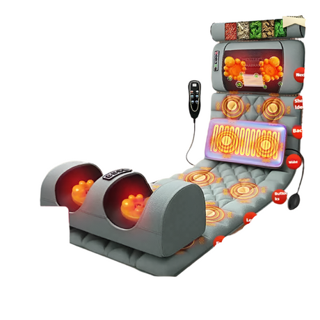 Grey electric body massage mattress, foldable.