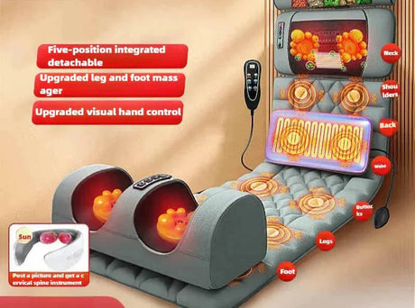 Grey electric body massage mattress, foldable.