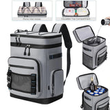 30L Camping Insulated Backpack Hot Cold Storage Gray