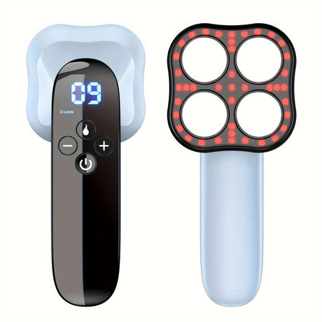 Blue handheld massager.