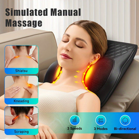 Heated back massager pillow, cordless.