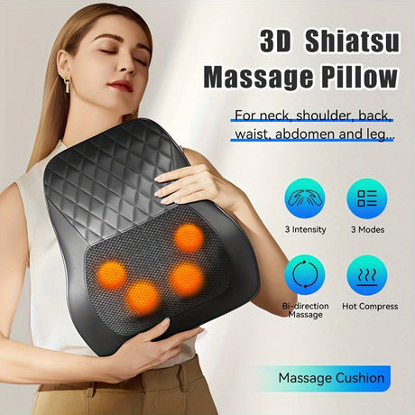 Heated back massager pillow, cordless.