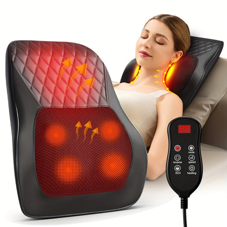 Heated back massager pillow, cordless.