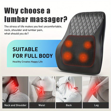 Heated back massager pillow, cordless.