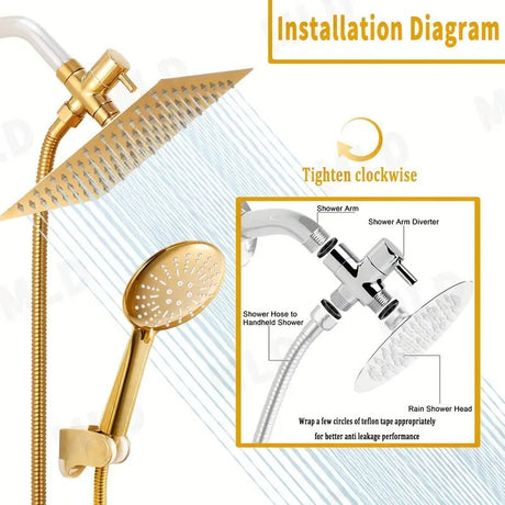 Handheld rainfall shower head, wall mounted.