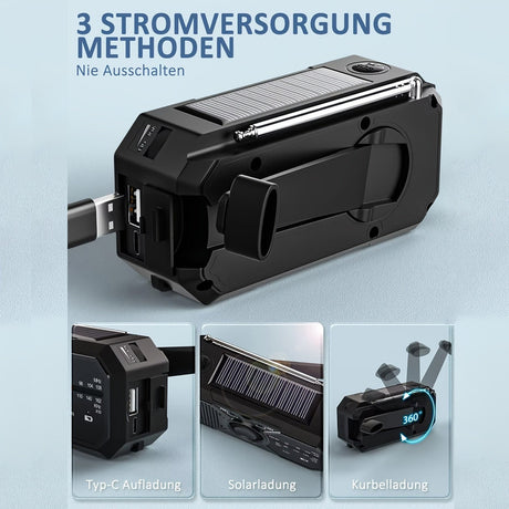 Solar USB power bank, lightweight.