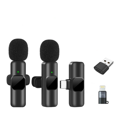 Wireless Lavalier Microphone for iPhone Android Live Recording.