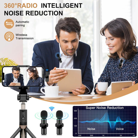 Wireless Lavalier Microphone for iPhone Android Live Recording.