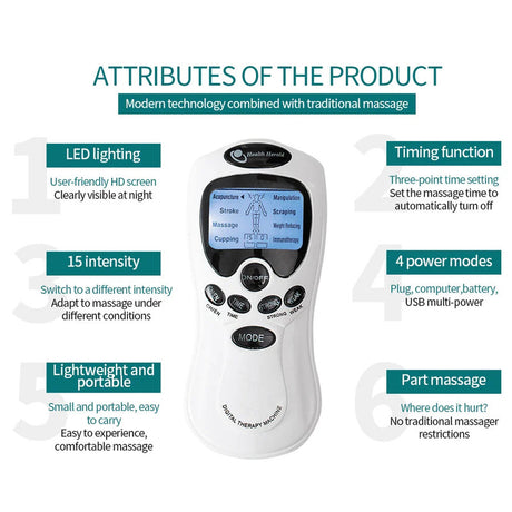 Electric pulse massager pad, battery powered.