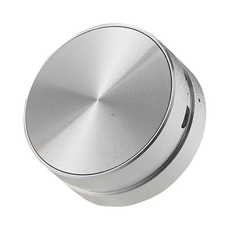 Silver speaker, lightweight.