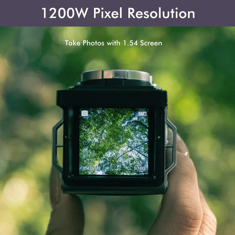 Black camera, rechargeable, lightweight.