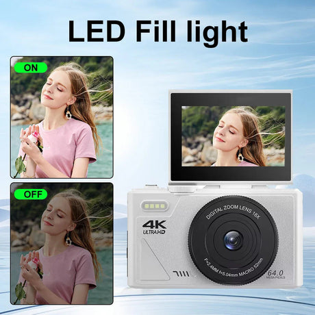 Digital Camera with 3.0 Flip Screen White.