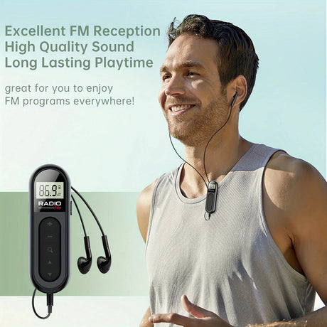 Rechargeable pocket radio, lightweight.