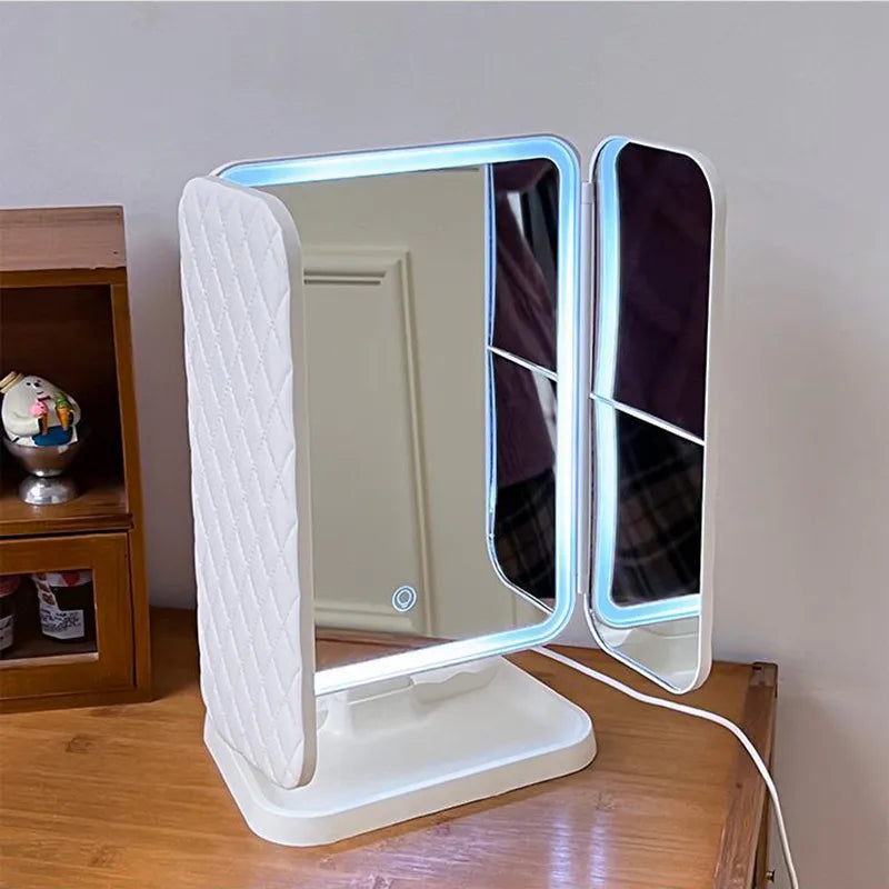 Trifold LED Makeup Mirror Beauty Lights
