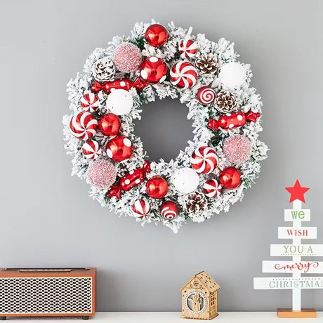 Classic Flocked Christmas Wreath Door & Wall Decor - Shoppers Spot Occasions > Christmas > Christmas Wreaths & Garlands