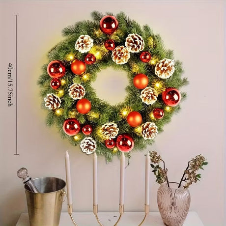 Pre-Lit Christmas Door Wreath LED Decor - Shoppers Spot Occasions > Christmas > Christmas Wreaths & Garlands - Alternate view 2