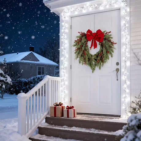 Pine Needle Red Berry Wreath with Heart Bow - Shoppers Spot Occasions > Christmas > Christmas Wreaths & Garlands - Alternate view 2