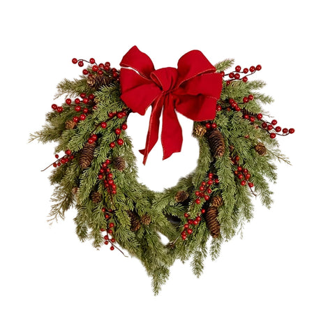 Pine Needle Red Berry Wreath with Heart Bow - Shoppers Spot Occasions > Christmas > Christmas Wreaths & Garlands - Alternate view 4