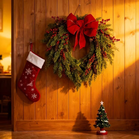 Pine Needle Red Berry Wreath with Heart Bow - Shoppers Spot Occasions > Christmas > Christmas Wreaths & Garlands - Alternate view 5