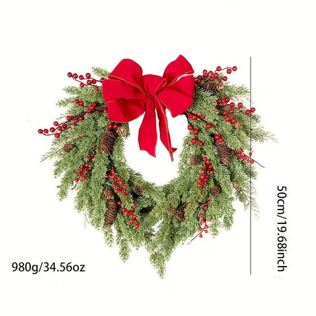 Pine Needle Red Berry Wreath with Heart Bow - Shoppers Spot Occasions > Christmas > Christmas Wreaths & Garlands - Alternate view 6