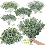 Trendbay 50pcs Mixed Willow & Silver Artificial Eucalyptus Stems & Leaves.
