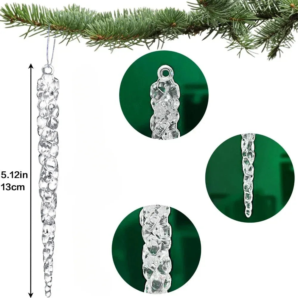 Acrylic Christmas Icicle Ornaments 13cm Hanging Decor.
