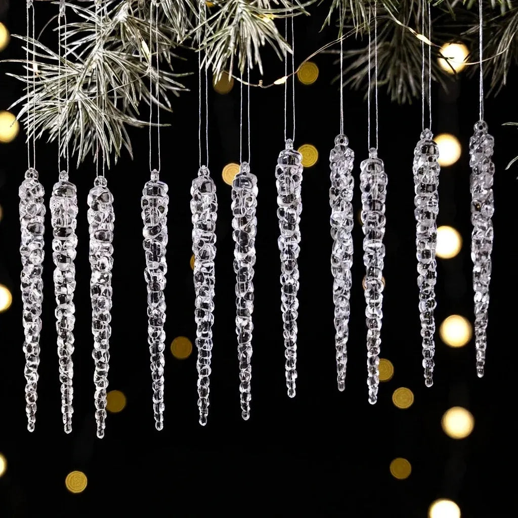 Acrylic Christmas Icicle Ornaments 13cm Hanging Decor.