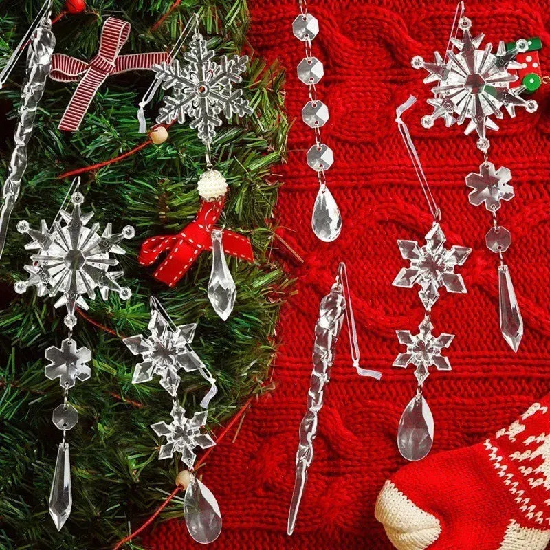 Trendbay 10Pcs Glitter Snowflake Christmas Ornaments Sparkling Hanging
