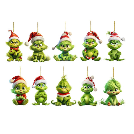 Trendbay 10pcs Whimsical Green Christmas Tree Ornaments.