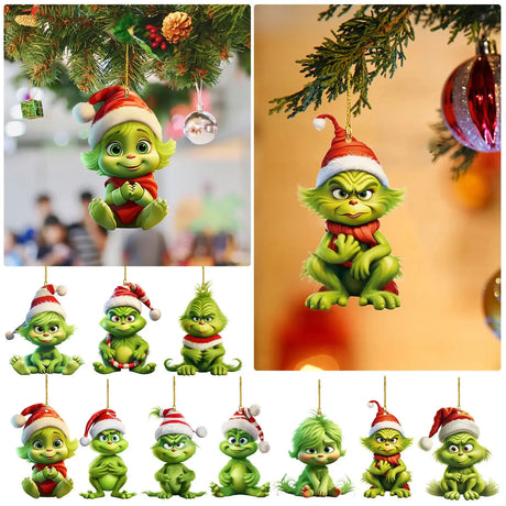 Trendbay 10pcs Whimsical Green Christmas Tree Ornaments.