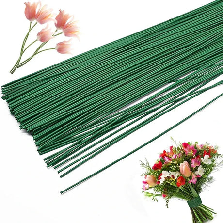 Trendbay Green Floral Wire Stems 40cm for Flower Arrangements.