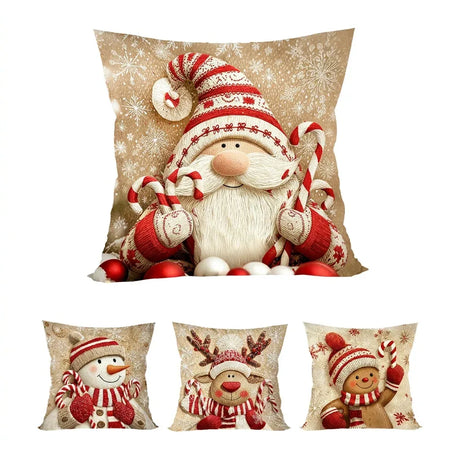 Trendbay Christmas Cushion Cover 4 Set Gnome & Gingerbread Man.