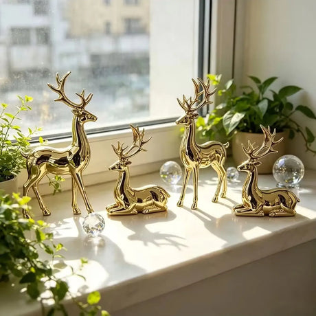 Trendbay Gold Reindeer Christmas Ornament Set of 2.