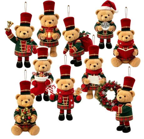 Trendbay 20-Piece Wooden Bear Christmas Ornament Set.