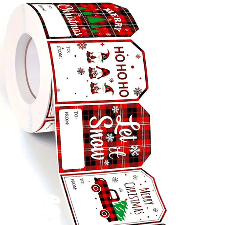Trendbay Christmas Gift Tags 20pcs Red Plaid Paper Labels.
