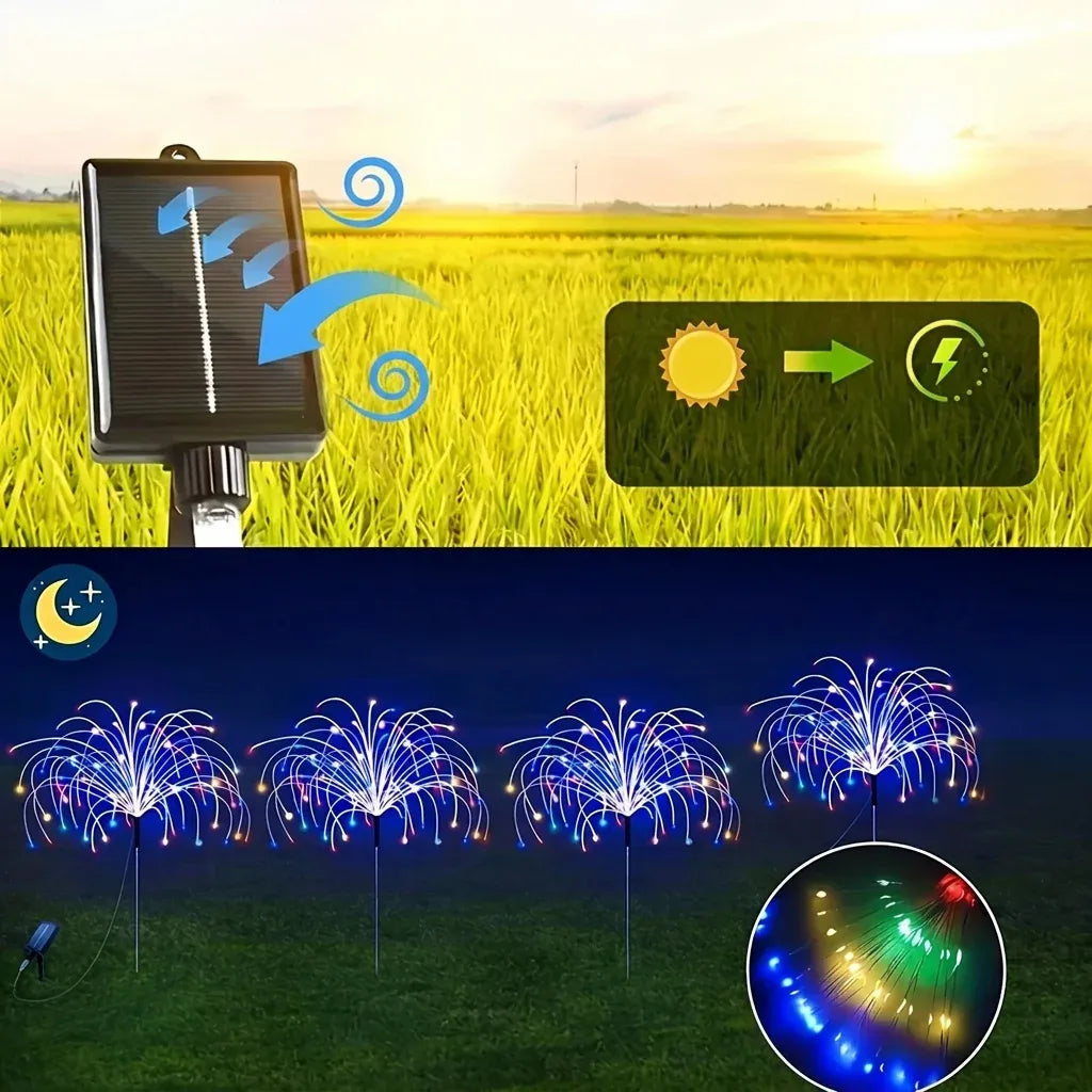 4Pack Solar Firework String Lights 360 Colorful LEDs.