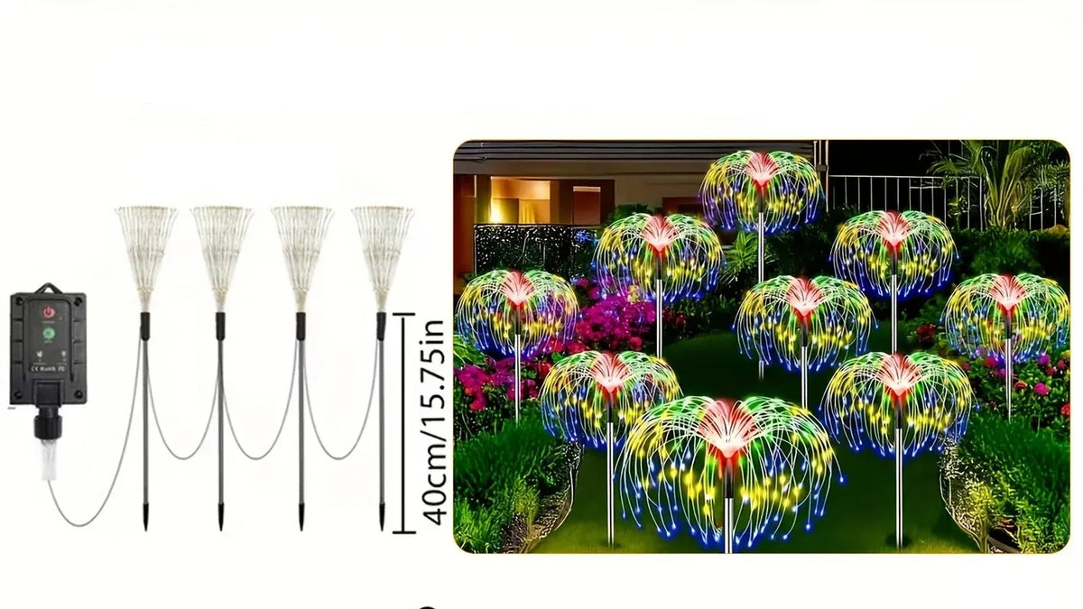 4Pack Solar Firework String Lights 360 Colorful LEDs.
