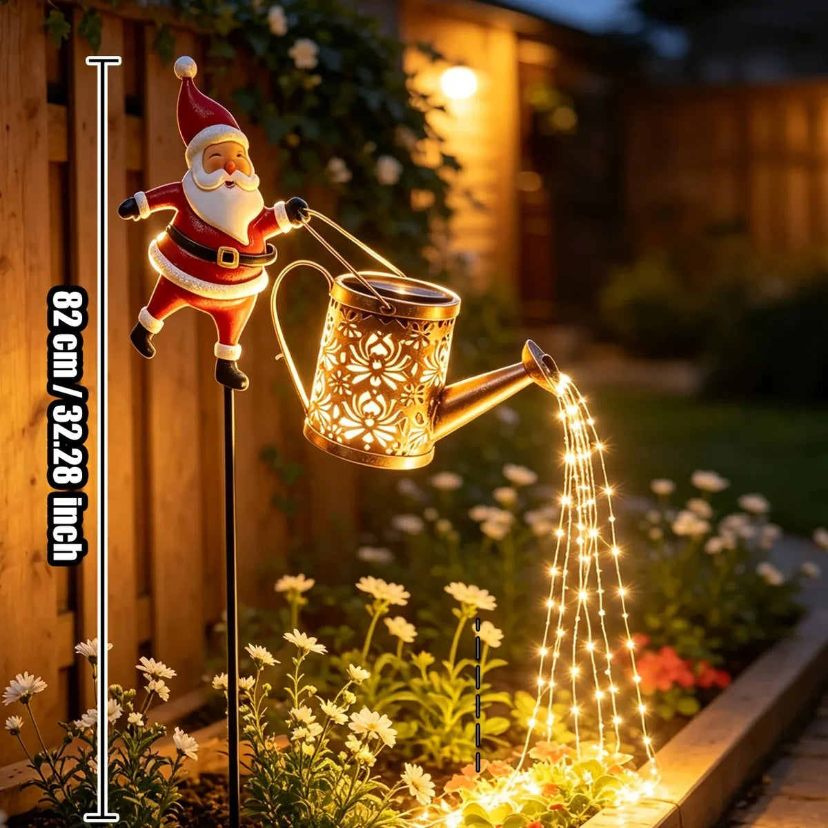 82CM Solar Santa Claus Kettle Light for Christmas.