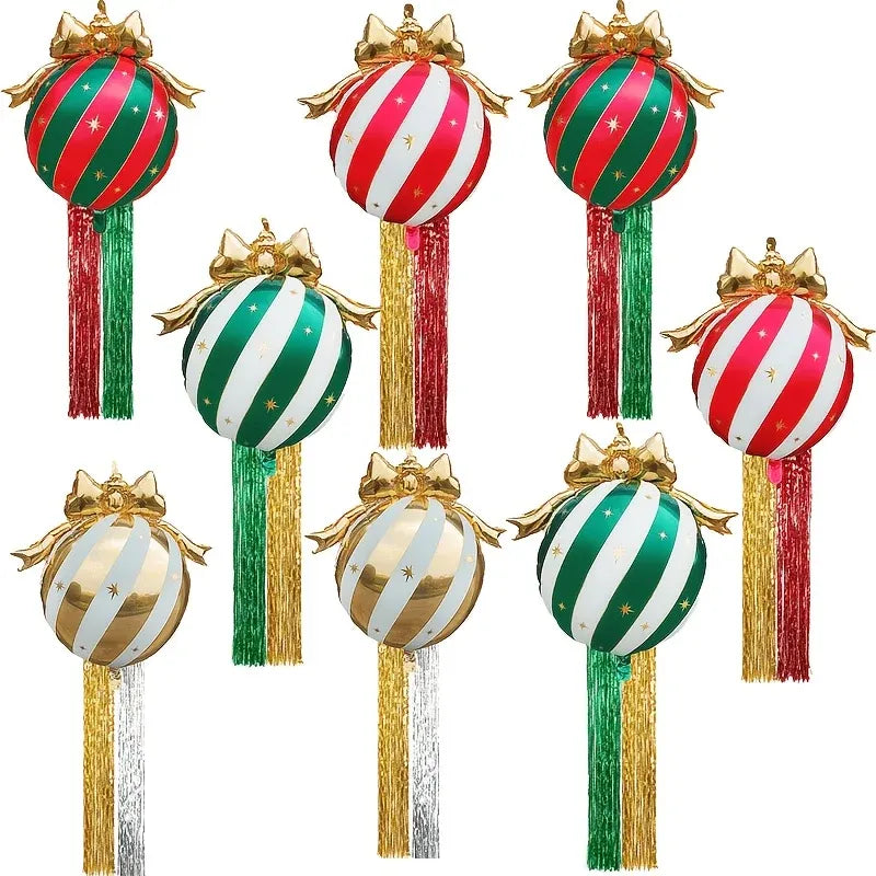 Inflatable Christmas Ornament Set Striped Hanging Decor.