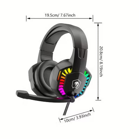 Wired Gaming Headset with RGB Lights and Noise Cancelling Mic.
