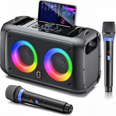 Portable karaoke speaker.